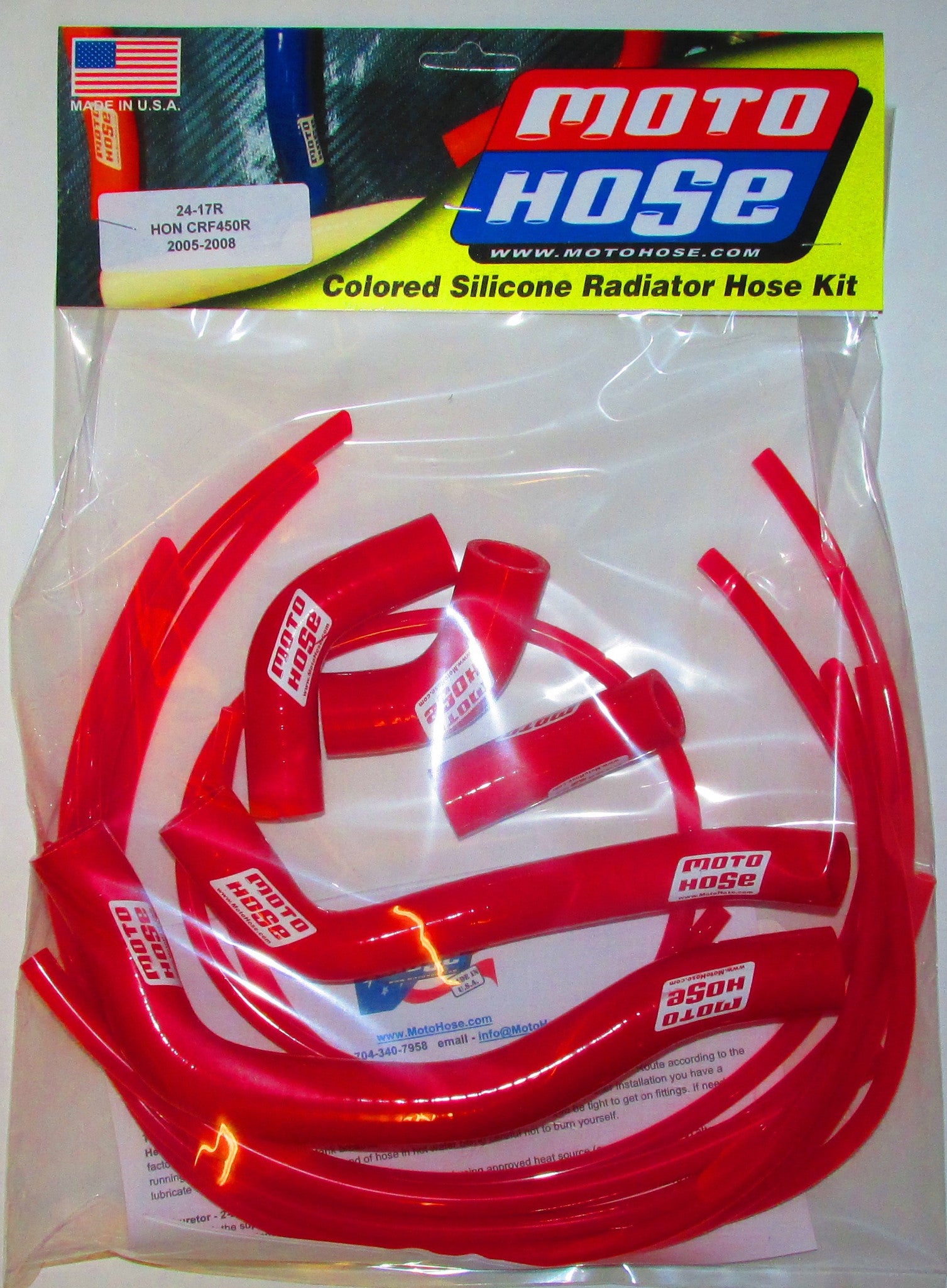 ZAP Red Silicone Radiator Hose Kit For Honda CRF450R CRF 450 R 2005-2008 – Front